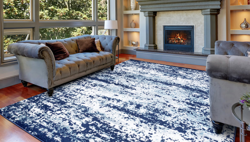 Area Rugs 8x10 Navy Blue And Gray For Living Room Reduced Price