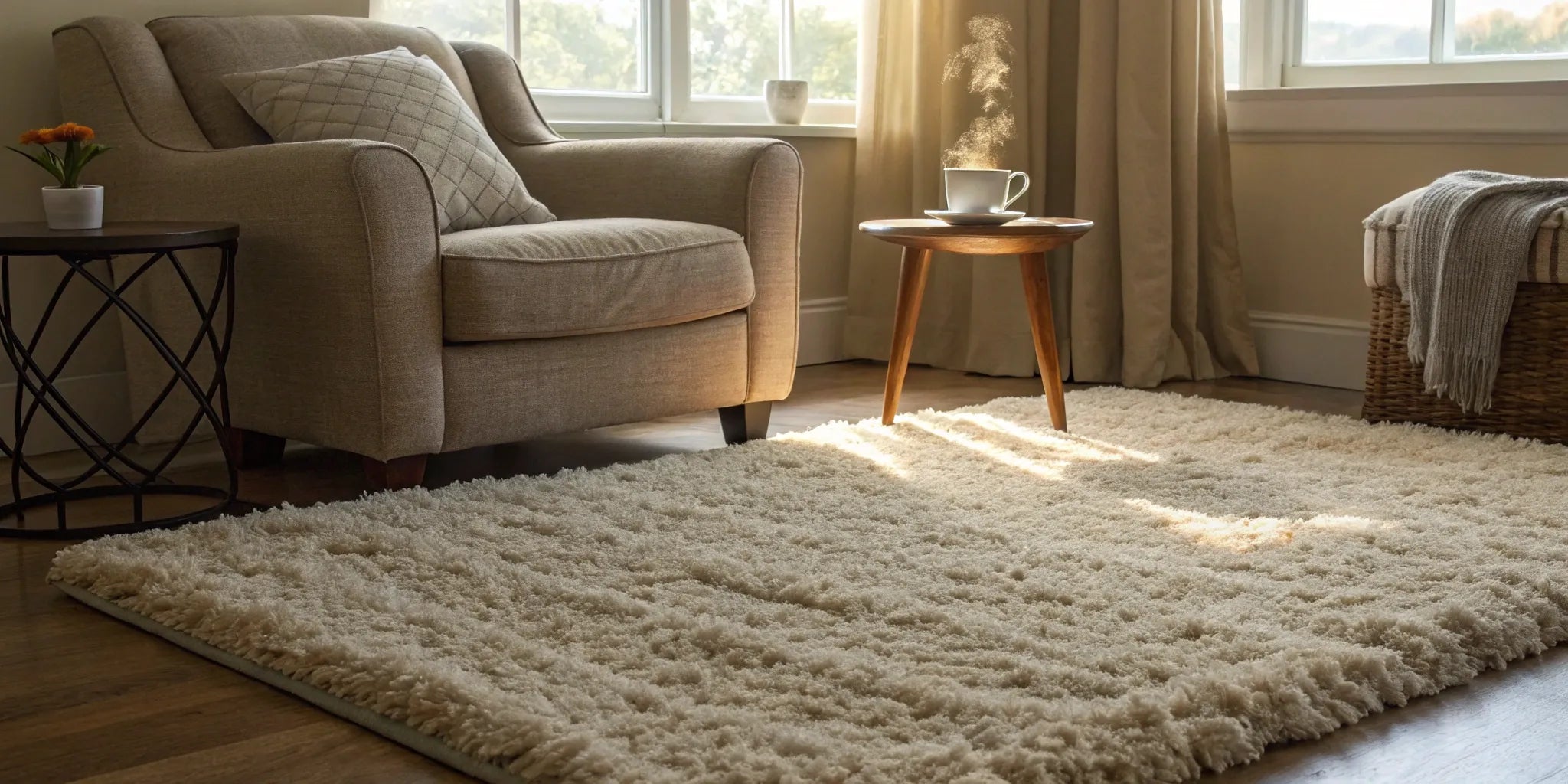 Non-slip rug pad on carpet.