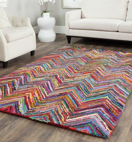 Rainbow Geometric 10x13 Blue & Peach Rug