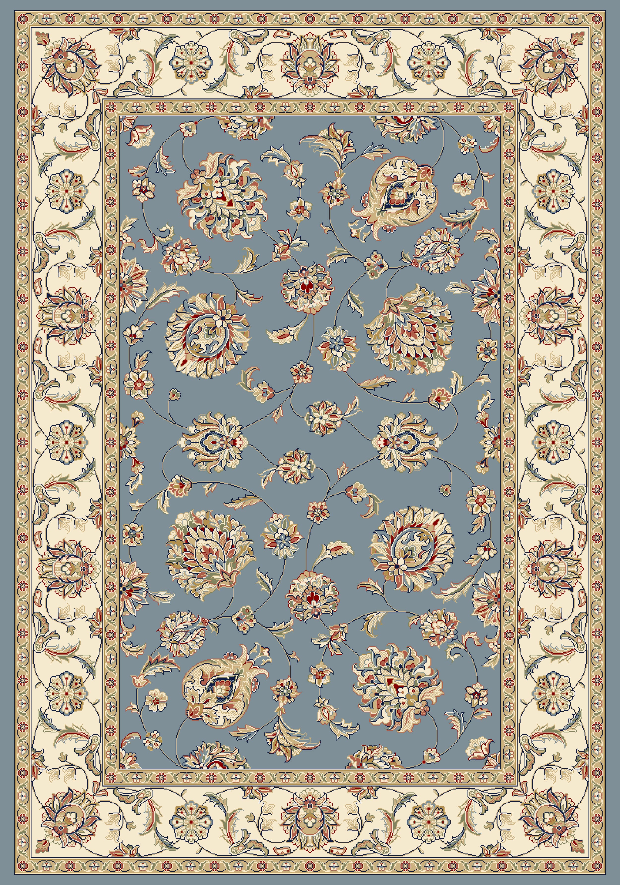 ANCIENT GARDEN 57365 LIGHT BLUE/IVORY